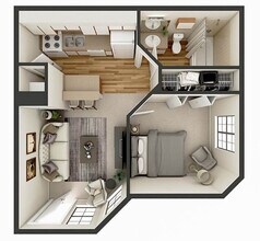 1 Bed 1 Bath 0101 floor plan